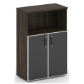 Офисный шкаф средний широкий (чёрное стекло)