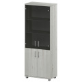 Офисный шкаф широкий высокий закрытый 4 двери (ЛДСП + стекло)