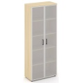 Офисный шкаф высокий широкий (2 высоких фасада стекло сатин в раме, задняя стенка ЛДСП)