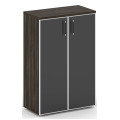 Офисный шкаф средний широкий (чёрное стекло)