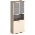 Офисный шкаф высокий широкий (ЛДСП + матовое стекло в раме)