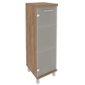 Офисный шкаф средний узкий со стеклом (левый)