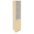 Офисный шкаф высокий узкий комбинированный со стеклом