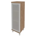 Офисный шкаф средний узкий со стеклом в раме (правый)
