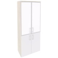 Офисный шкаф высокий широкий со стеклом в раме белое