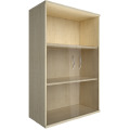 Офисный шкаф средний со стеклом и открытой полкой