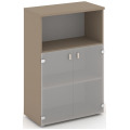 Офисный шкаф средний широкий (низкие двери матовое стекло)