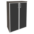 Офисный шкаф средний широкий с чёрным стеклом в раме