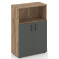 Офисный шкаф средний широкий (2 низких фасада, задняя стенка ЛДСП)