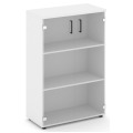 Офисный шкаф средний широкий (2 низких фасада стекло, задняя стенка ЛДСП