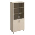 Офисный шкаф для документов двери стеклянные в алюминиевой рамке + ДСП без замка